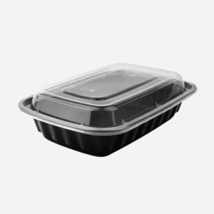 28 oz Rectangle Microwaveable Container With Lid .